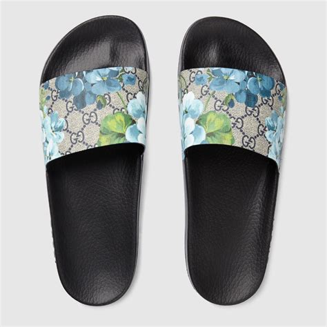 gucci bloom blue slides
